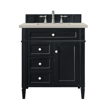 James Martin - Brittany 30" Single Vanity, Black Onyx, w/ 3 CM Siberian Silestone Top - 650-V30-BKO-3SFR view 1