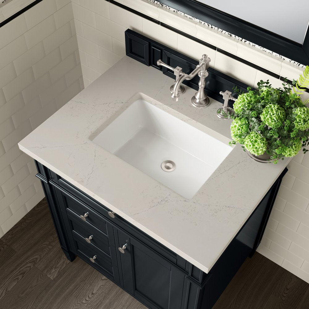James Martin - Brittany 30" Single Vanity, Black Onyx, w/ 3 CM Siberian Silestone Top - 650-V30-BKO-3SFR view 4
