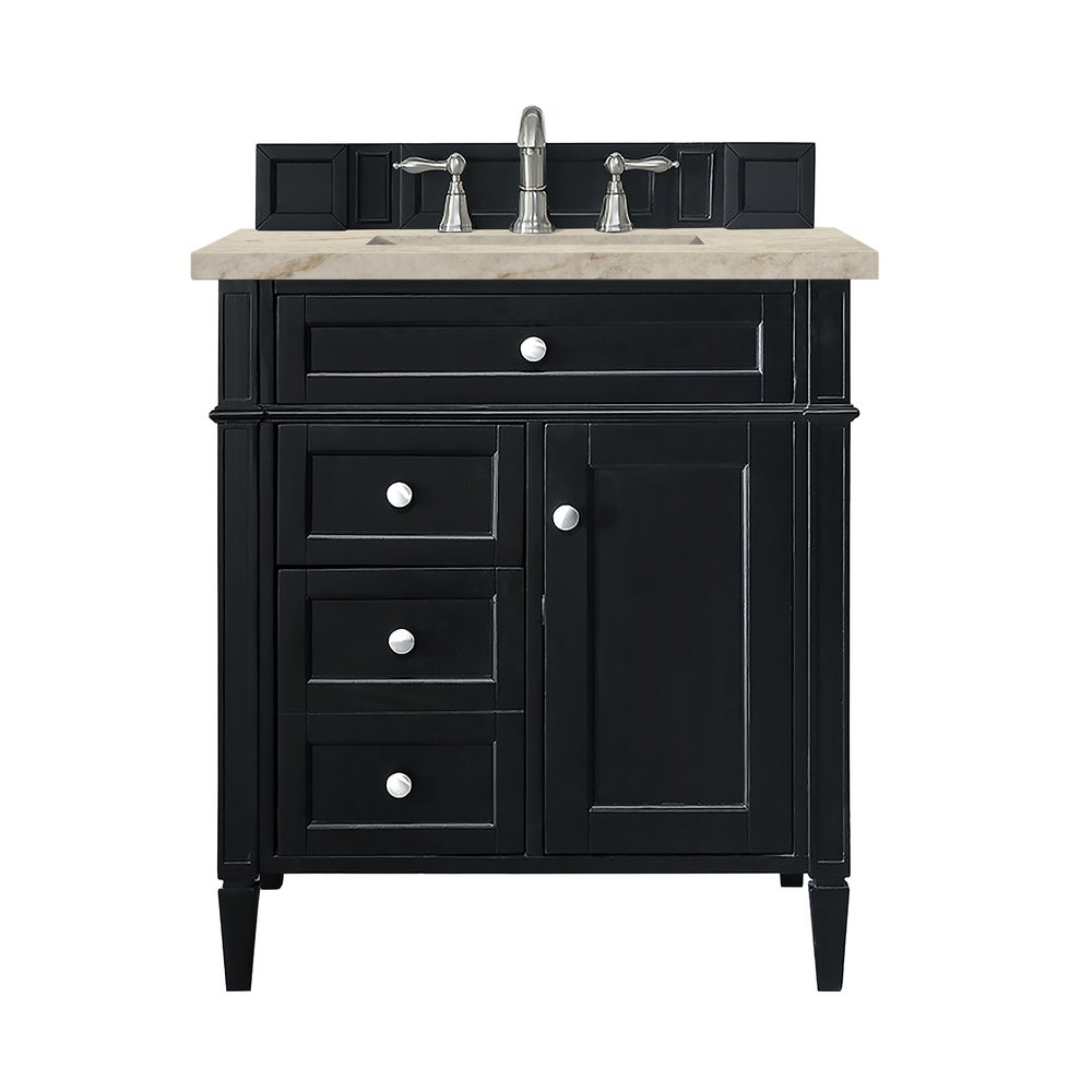 James Martin - Brittany 30" Single Vanity, Black Onyx, w/ 3 CM Tajnar Eclos Top - 650-V30-BKO-3TJR view 1