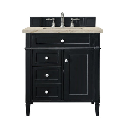 James Martin - Brittany 30" Single Vanity, Black Onyx, w/ 3 CM Tajnar Eclos Top - 650-V30-BKO-3TJR view 1