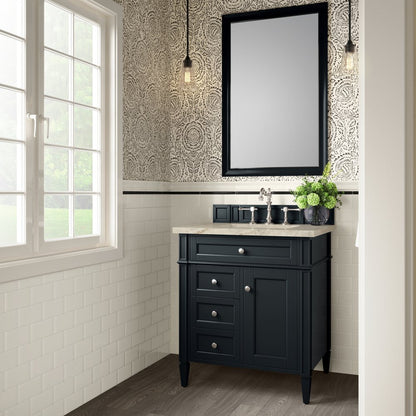James Martin - Brittany 30" Single Vanity, Black Onyx, w/ 3 CM Tajnar Eclos Top - 650-V30-BKO-3TJR view 3