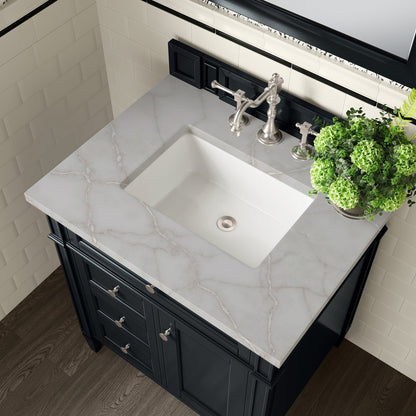 James Martin - Brittany 30" Single Vanity, Black Onyx, w/ 3 CM Victorian Silver Silestone Top - 650-V30-BKO-3VSL view 5