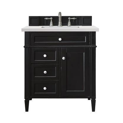James Martin - Brittany 30" Single Vanity, Black Onyx, w/ 3 CM White Zeus Silestone Top - 650-V30-BKO-3WZ view 1