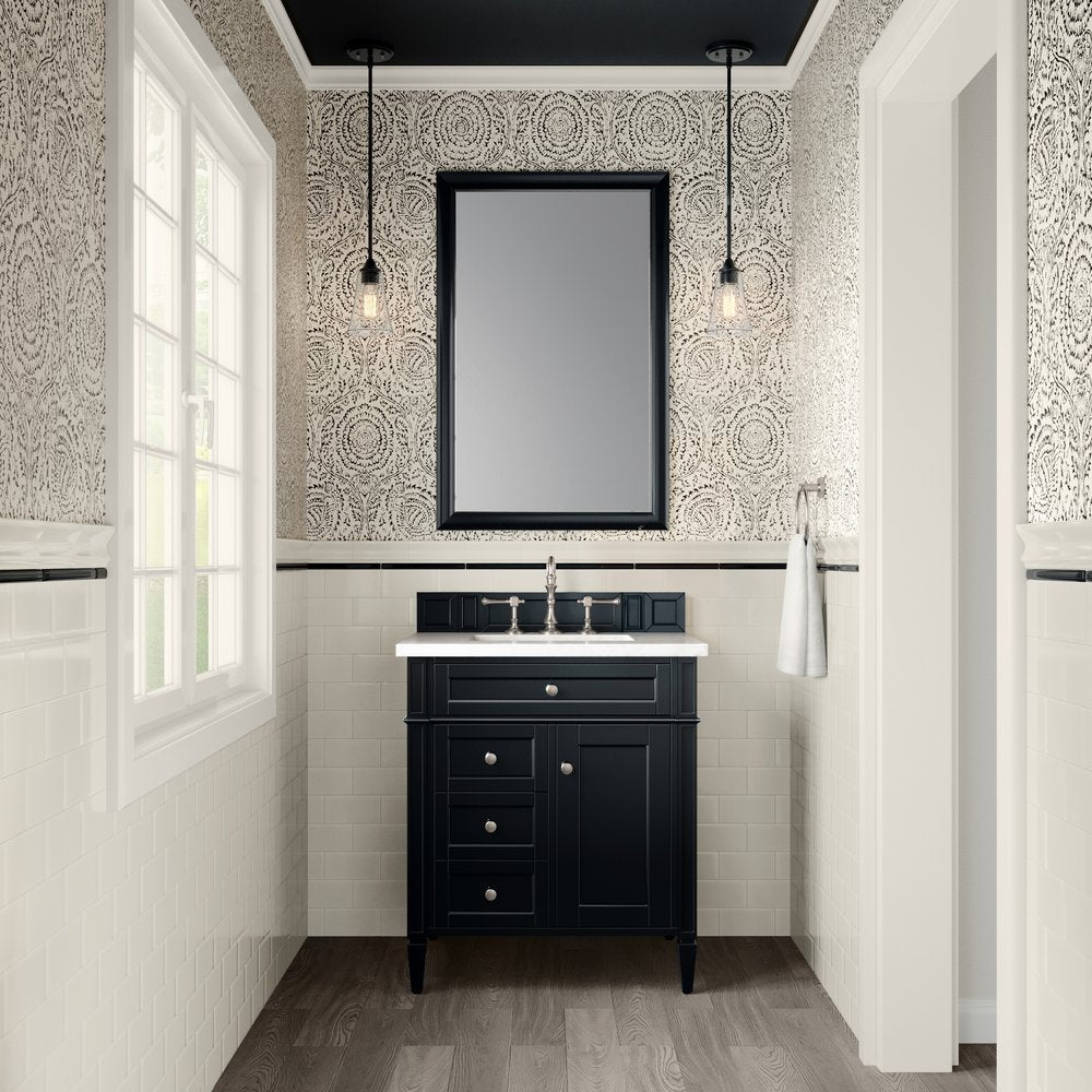 James Martin - Brittany 30" Single Vanity, Black Onyx, w/ 3 CM White Zeus Silestone Top - 650-V30-BKO-3WZ view 2