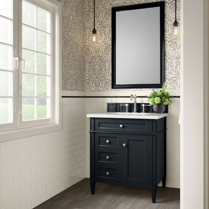 James Martin - Brittany 30" Single Vanity, Black Onyx, w/ 3 CM White Zeus Silestone Top - 650-V30-BKO-3WZ view 3