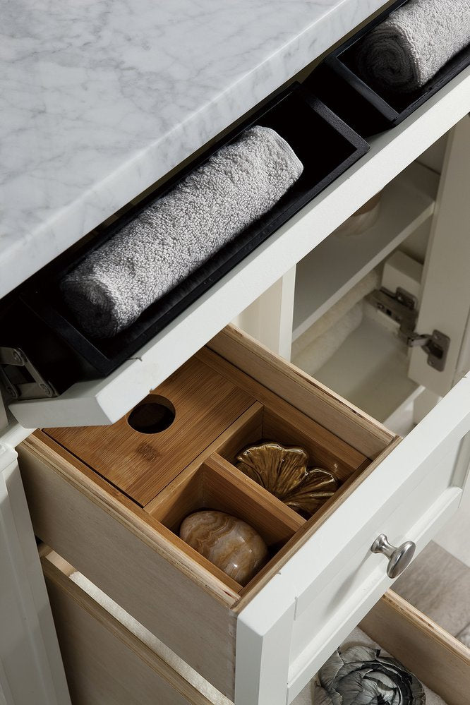 James Martin - Brittany 30" Single Vanity, Bright White w/ 3 CM Carrara Marble Top - 655-V30-BW-3CAR view 8