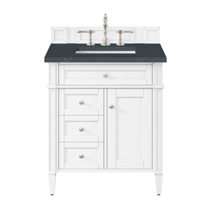 James Martin - Brittany 30" Single Vanity, Bright White, w/ 3 CM Charcoal Soapstone Silestone Top - 655-V30-BW-3CSP view 1