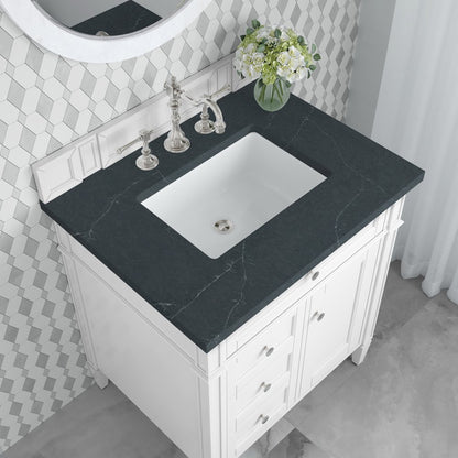 James Martin - Brittany 30" Single Vanity, Bright White, w/ 3 CM Charcoal Soapstone Silestone Top - 655-V30-BW-3CSP view 7