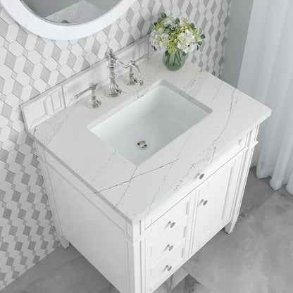 James Martin - Brittany 30" Single Vanity, Bright White, w/ 3 CM Ethereal Noctis Silestone Top - 655-V30-BW-3ENC view 7