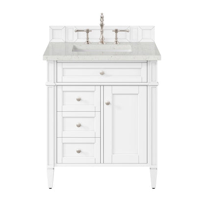 James Martin - Brittany 30" Single Vanity, Bright White, w/ 3 CM Lime Delight Silestone Top - 655-V30-BW-3LDL view 1