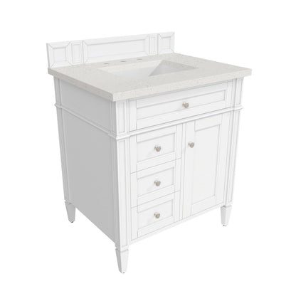 James Martin - Brittany 30" Single Vanity, Bright White, w/ 3 CM Lime Delight Silestone Top - 655-V30-BW-3LDL view 8