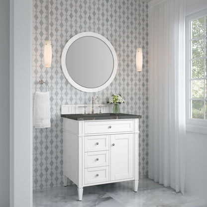 James Martin - Brittany 30" Single Vanity, Bright White, w/ 3 CM Parisien Bleu Silestone Top - 655-V30-BW-3PBL view 4