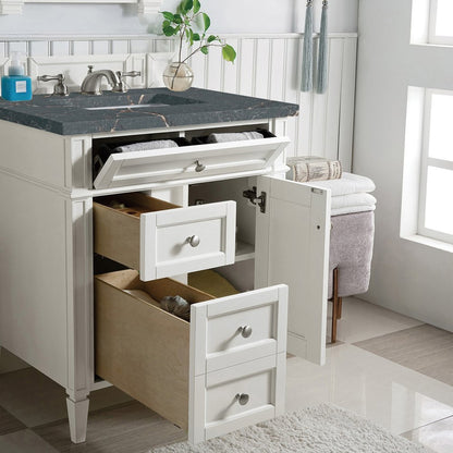 James Martin - Brittany 30" Single Vanity, Bright White, w/ 3 CM Parisien Bleu Silestone Top - 655-V30-BW-3PBL view 5