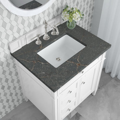 James Martin - Brittany 30" Single Vanity, Bright White, w/ 3 CM Parisien Bleu Silestone Top - 655-V30-BW-3PBL view 7