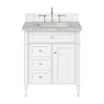 James Martin - Brittany 30" Single Vanity, Bright White, w/ 3 CM Victorian Silver Silestone Top - 655-V30-BW-3VSL view 1