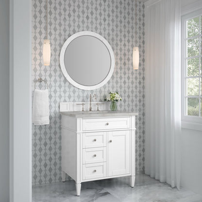 James Martin - Brittany 30" Single Vanity, Bright White, w/ 3 CM Victorian Silver Silestone Top - 655-V30-BW-3VSL view 4