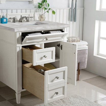 James Martin - Brittany 30" Single Vanity, Bright White, w/ 3 CM Victorian Silver Silestone Top - 655-V30-BW-3VSL view 5