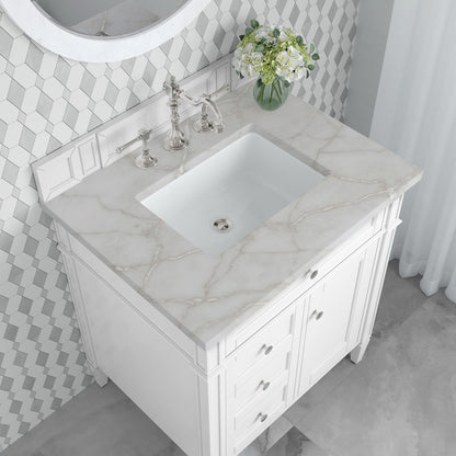 James Martin - Brittany 30" Single Vanity, Bright White, w/ 3 CM Victorian Silver Silestone Top - 655-V30-BW-3VSL view 7