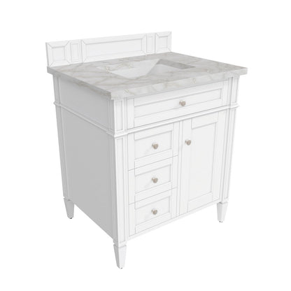 James Martin - Brittany 30" Single Vanity, Bright White, w/ 3 CM Victorian Silver Silestone Top - 655-V30-BW-3VSL view 8