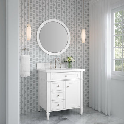 James Martin - Brittany 30" Single Vanity, Bright White, w/ 3 CM White Zeus Silestone Top - 655-V30-BW-3WZ view 4