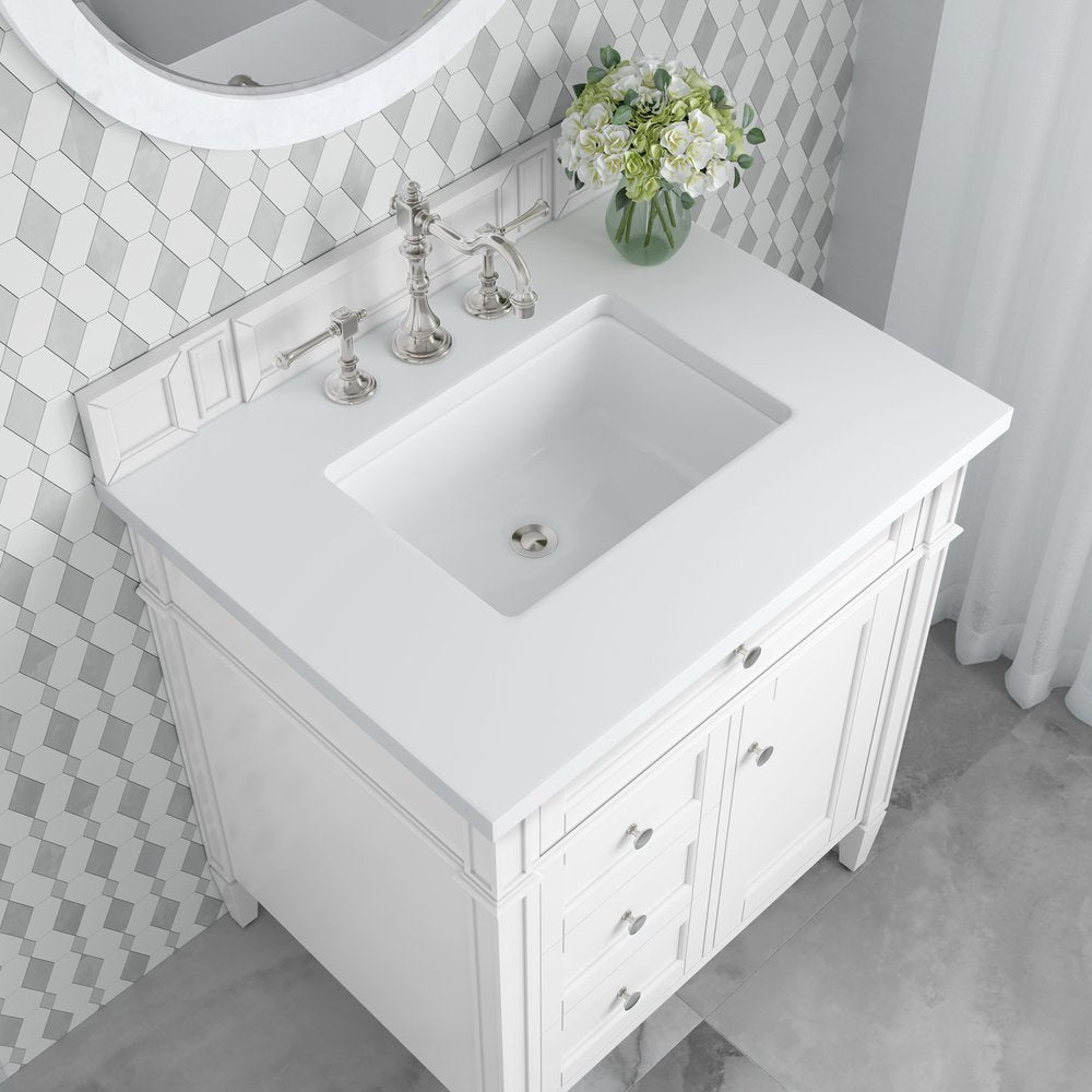 James Martin - Brittany 30" Single Vanity, Bright White, w/ 3 CM White Zeus Silestone Top - 655-V30-BW-3WZ view 6