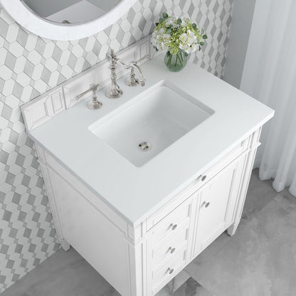 James Martin - Brittany 30" Single Vanity, Bright White, w/ 3 CM White Zeus Silestone Top - 655-V30-BW-3WZ view 6