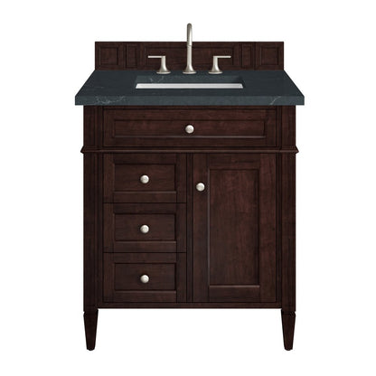 James Martin - Brittany 30" Single Vanity, Burnished Mahogany, w/ 3 CM Charcoal Soapstone Silestone Top - 650-V30-BNM-3CSP view 1