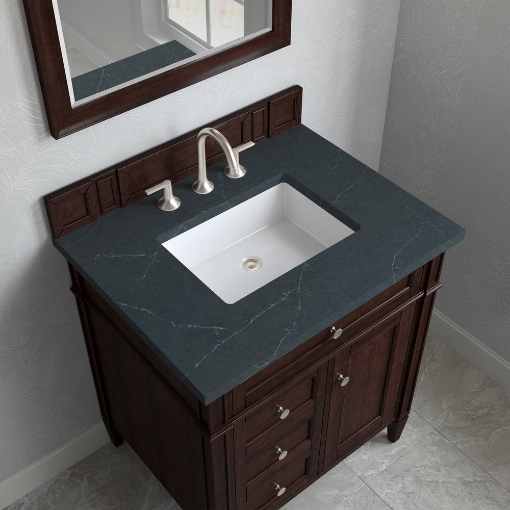 James Martin - Brittany 30" Single Vanity, Burnished Mahogany, w/ 3 CM Charcoal Soapstone Silestone Top - 650-V30-BNM-3CSP view 5