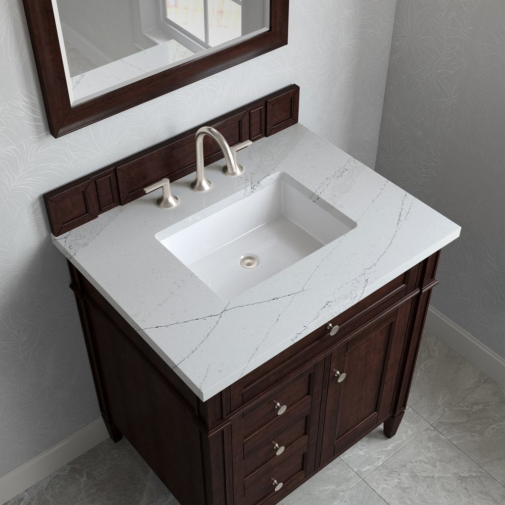 James Martin - Brittany 30" Single Vanity, Burnished Mahogany, w/ 3 CM Ethereal Noctis Silestone Top - 650-V30-BNM-3ENC view 5
