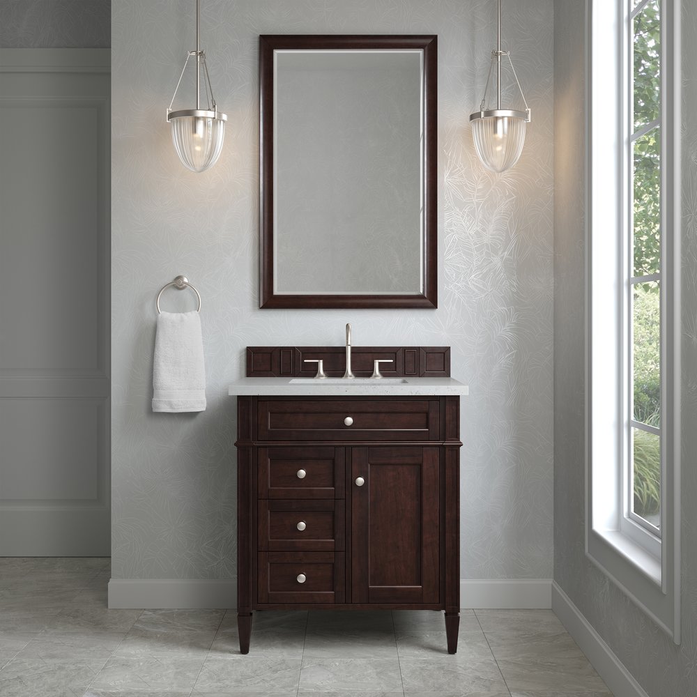 James Martin - Brittany 30" Single Vanity, Burnished Mahogany, w/ 3 CM Lime Delight Silestone Top - 650-V30-BNM-3LDL view 2