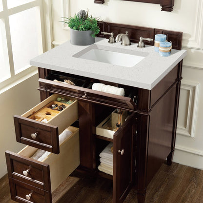 James Martin - Brittany 30" Single Vanity, Burnished Mahogany, w/ 3 CM Lime Delight Silestone Top - 650-V30-BNM-3LDL view 4