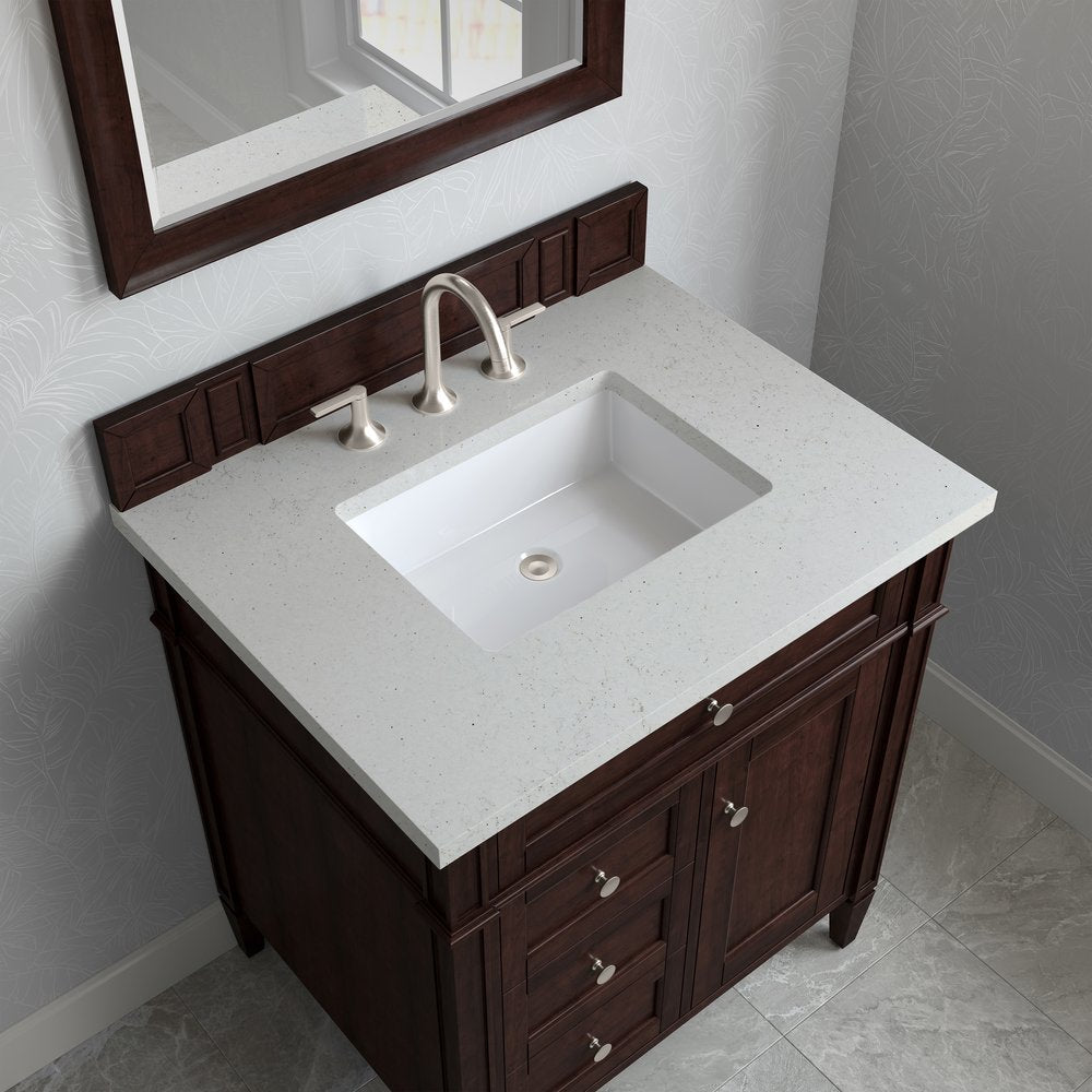 James Martin - Brittany 30" Single Vanity, Burnished Mahogany, w/ 3 CM Lime Delight Silestone Top - 650-V30-BNM-3LDL view 5