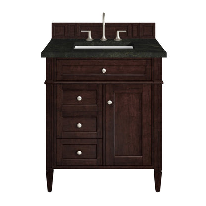 James Martin - Brittany 30" Single Vanity, Burnished Mahogany, w/ 3 CM Phantome Eclos Top - 650-V30-BNM-3PHT view 1