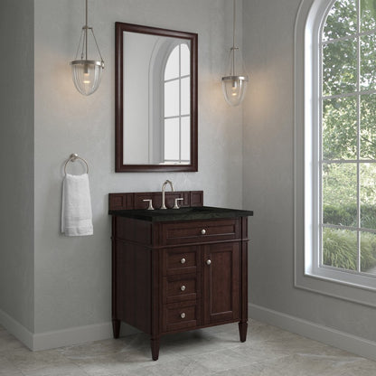 James Martin - Brittany 30" Single Vanity, Burnished Mahogany, w/ 3 CM Phantome Eclos Top - 650-V30-BNM-3PHT view 3