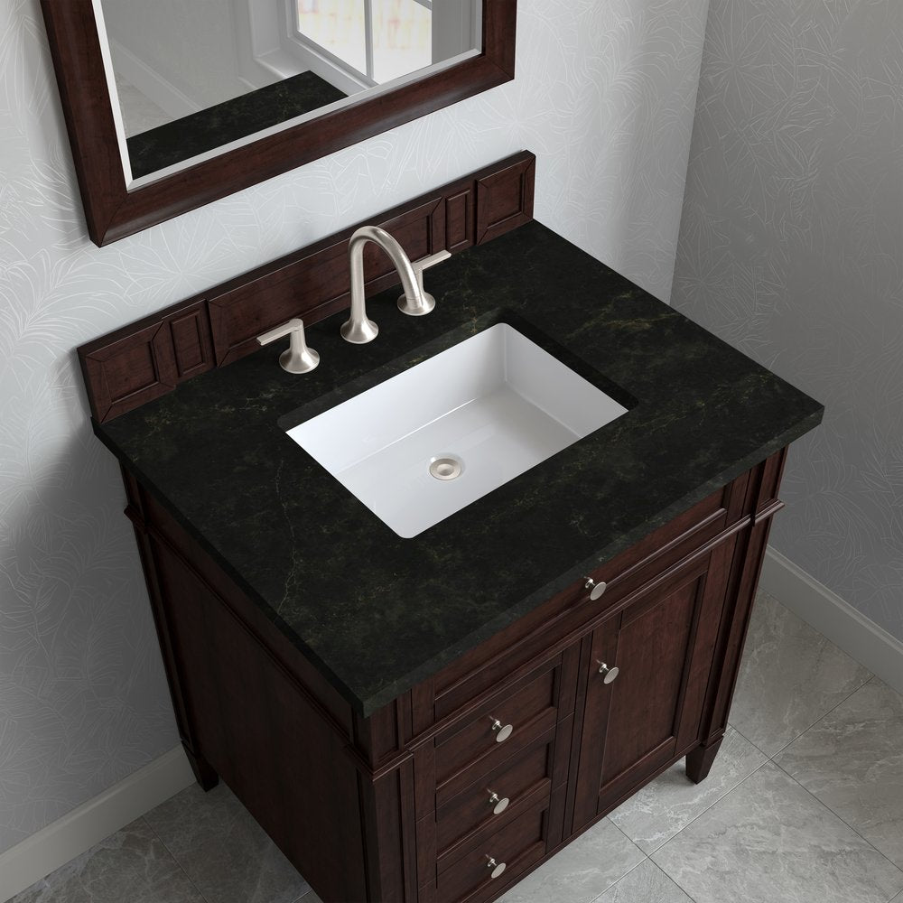 James Martin - Brittany 30" Single Vanity, Burnished Mahogany, w/ 3 CM Phantome Eclos Top - 650-V30-BNM-3PHT view 4
