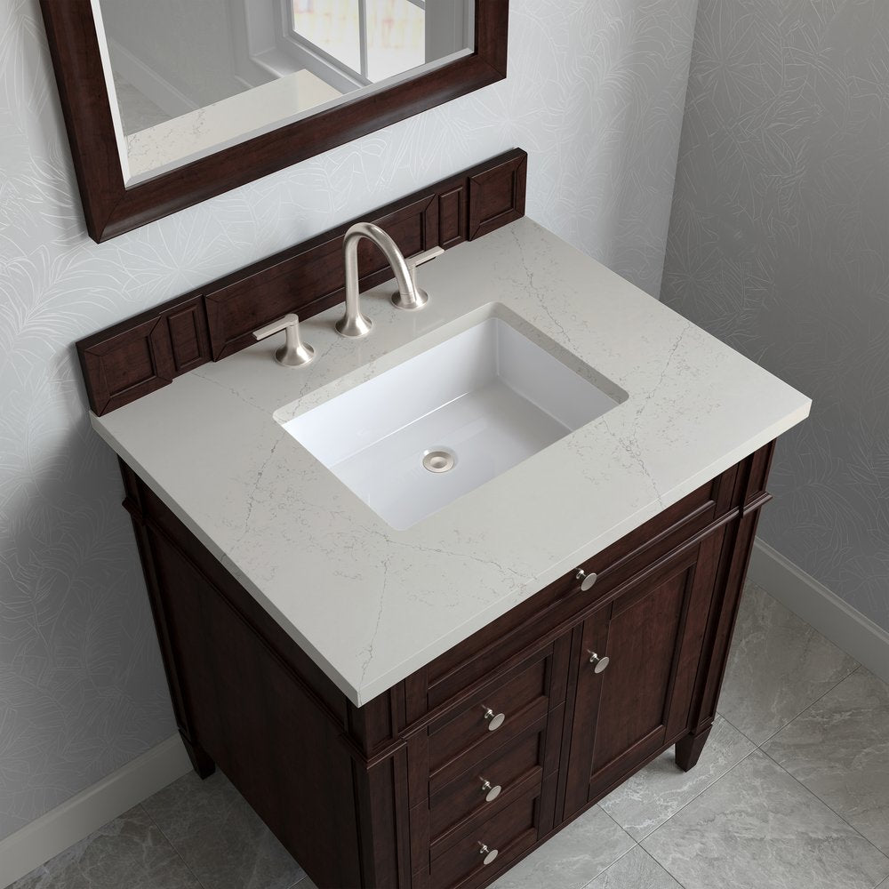 James Martin - Brittany 30" Single Vanity, Burnished Mahogany, w/ 3 CM Siberian Silestone Top - 650-V30-BNM-3SFR view 4