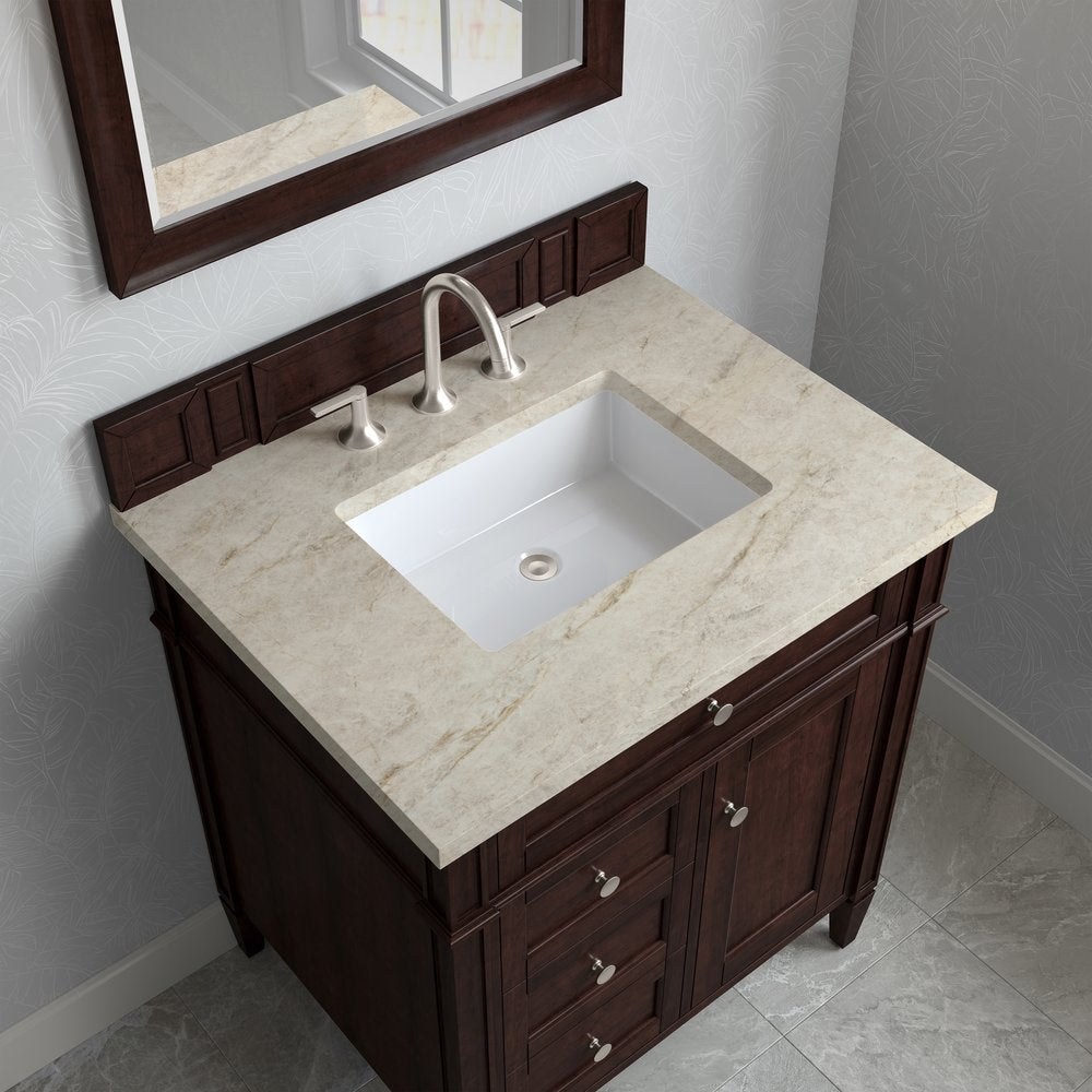 James Martin - Brittany 30" Single Vanity, Burnished Mahogany, w/ 3 CM Tajnar Eclos Top - 650-V30-BNM-3TJR view 4