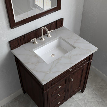 James Martin - Brittany 30" Single Vanity, Burnished Mahogany, w/ 3 CM Victorian Silver Silestone Top - 650-V30-BNM-3VSL view 5