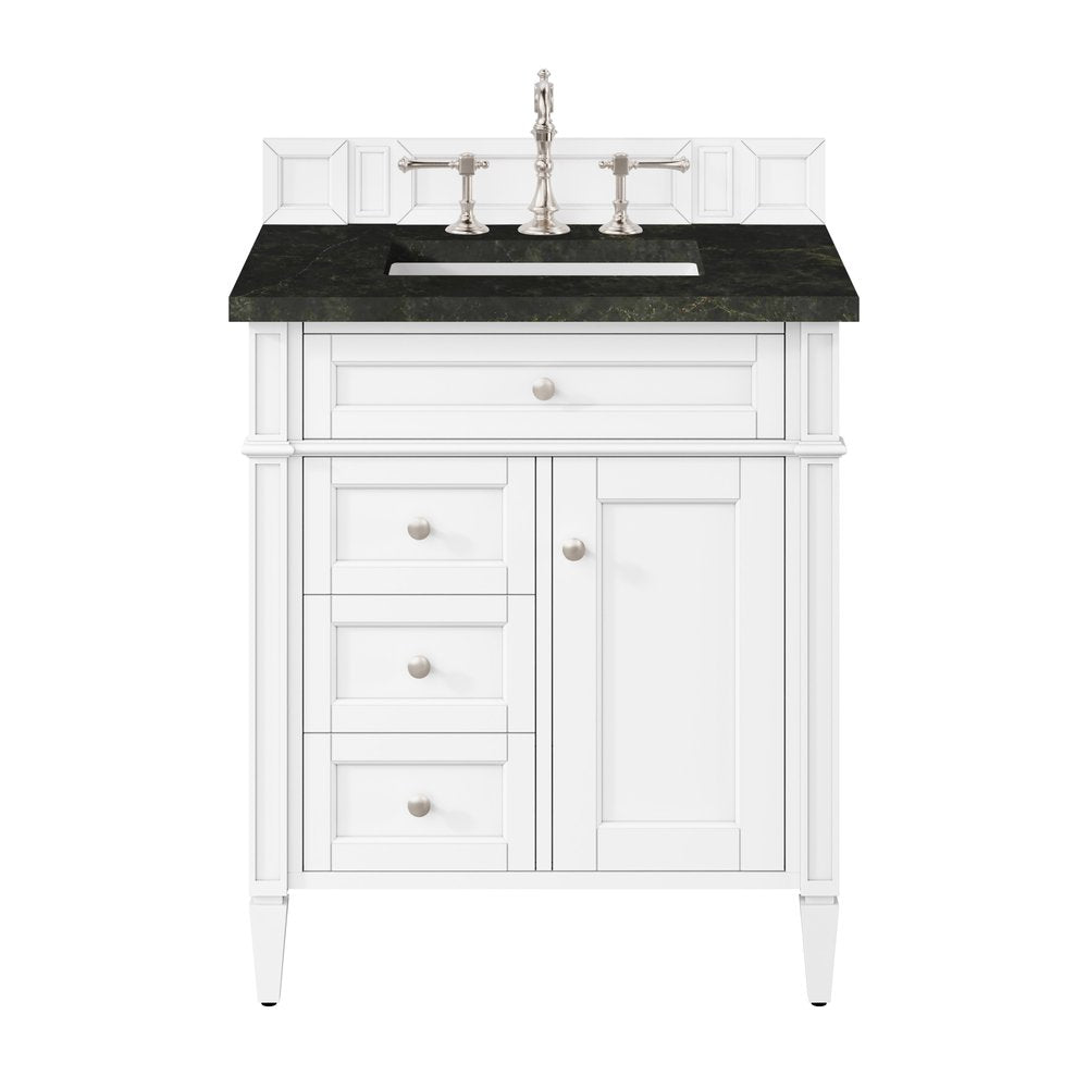 James Martin - Brittany 30" Single Vanity in Bright White, w/ 3 CM Phantome Eclos Top - 655-V30-BW-3PHT view 1
