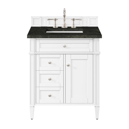James Martin - Brittany 30" Single Vanity in Bright White, w/ 3 CM Phantome Eclos Top - 655-V30-BW-3PHT view 1