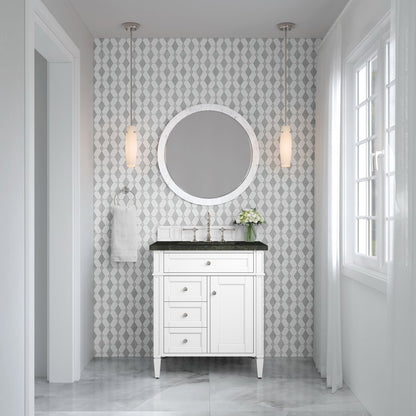James Martin - Brittany 30" Single Vanity in Bright White, w/ 3 CM Phantome Eclos Top - 655-V30-BW-3PHT view 3