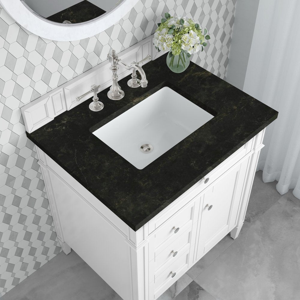 James Martin - Brittany 30" Single Vanity in Bright White, w/ 3 CM Phantome Eclos Top - 655-V30-BW-3PHT view 6