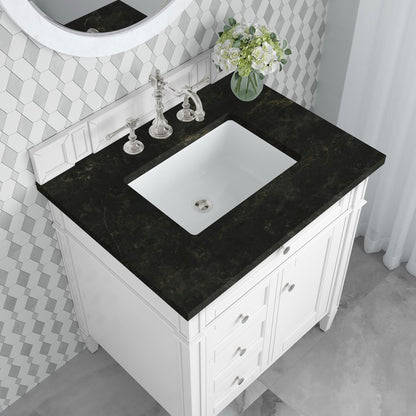 James Martin - Brittany 30" Single Vanity in Bright White, w/ 3 CM Phantome Eclos Top - 655-V30-BW-3PHT view 6