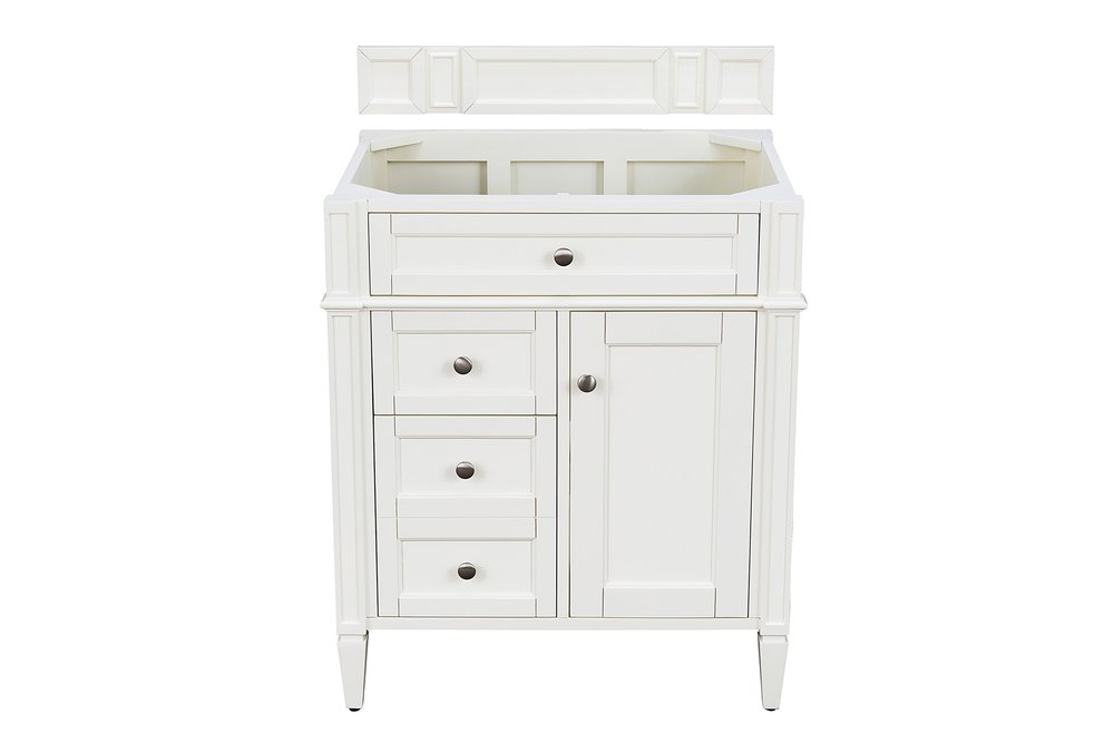 James Martin - Brittany 30" Single Vanity in Bright White, w/ 3 CM Siberian Silestone Top - 655-V30-BW-3SFR view 2