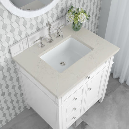 James Martin - Brittany 30" Single Vanity in Bright White, w/ 3 CM Siberian Silestone Top - 655-V30-BW-3SFR view 6