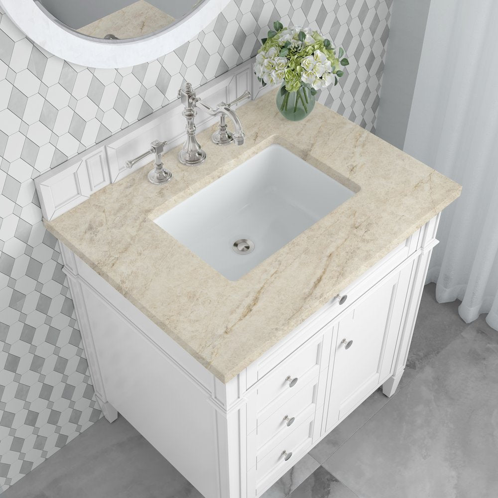 James Martin - Brittany 30" Single Vanity in Bright White, w/ 3 CM Tajnar Eclos Top - 655-V30-BW-3TJR view 6