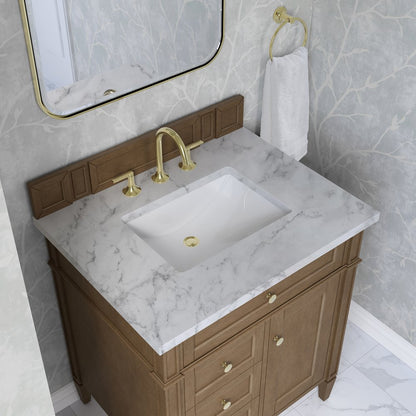 James Martin - Brittany 30" Single Vanity, Pecan w/ 3 CM Carrara Marble Top - 655-V30-PCN-3CAR view 8