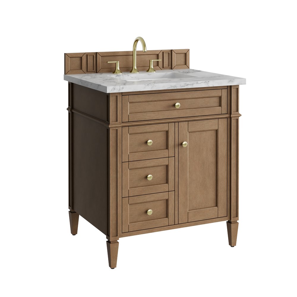 James Martin - Brittany 30" Single Vanity, Pecan w/ 3 CM Carrara Marble Top - 655-V30-PCN-3CAR view 11