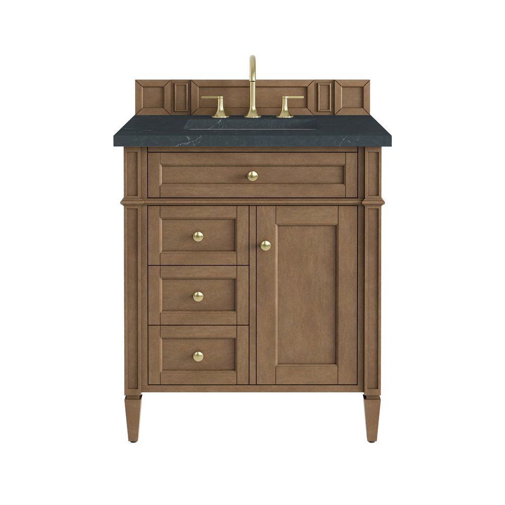James Martin - Brittany 30" Single Vanity, Pecan w/ 3 CM Charcoal Soapstone Silestone Top - 655-V30-PCN-3CSP view 1