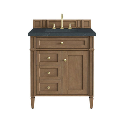 James Martin - Brittany 30" Single Vanity, Pecan w/ 3 CM Charcoal Soapstone Silestone Top - 655-V30-PCN-3CSP view 1